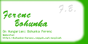 ferenc bohunka business card